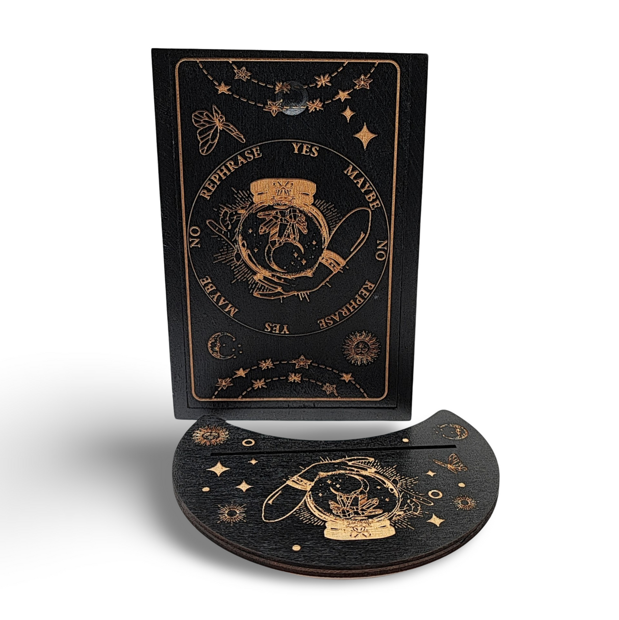 Home Decor -Wood Box -Tarot Card Storage & Display Crystal Ball