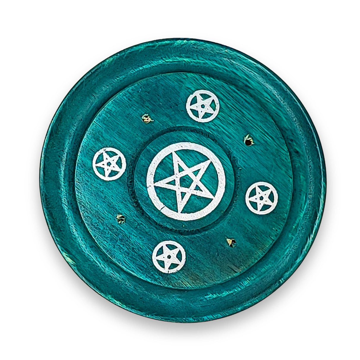 Incense Burner -Sticks -Mango Wood -Assorted Design Plates Dark Green