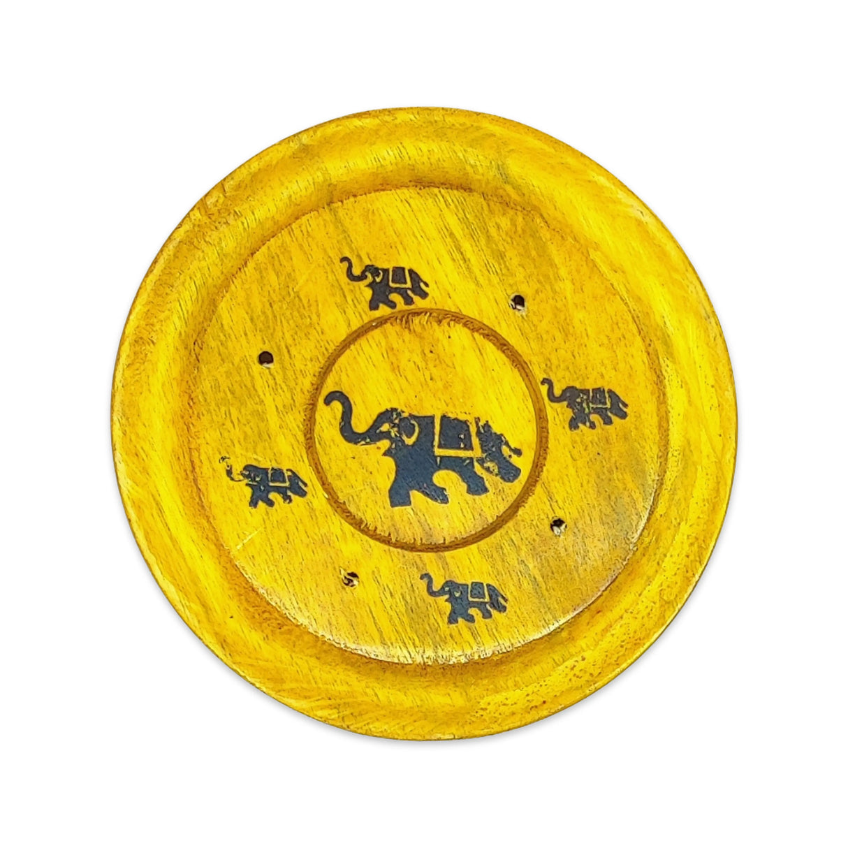 Incense Burner -Sticks -Mango Wood -Assorted Design Plates Yellow