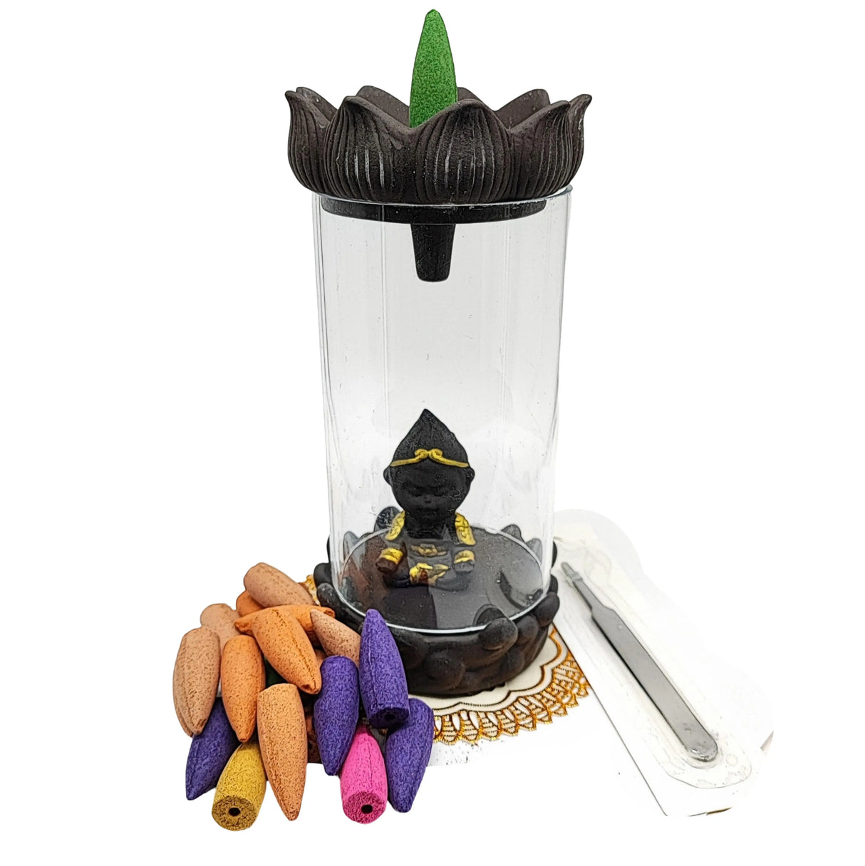 Incense Burner -Backflow -Ceramic -Lotus Flower & Buddha