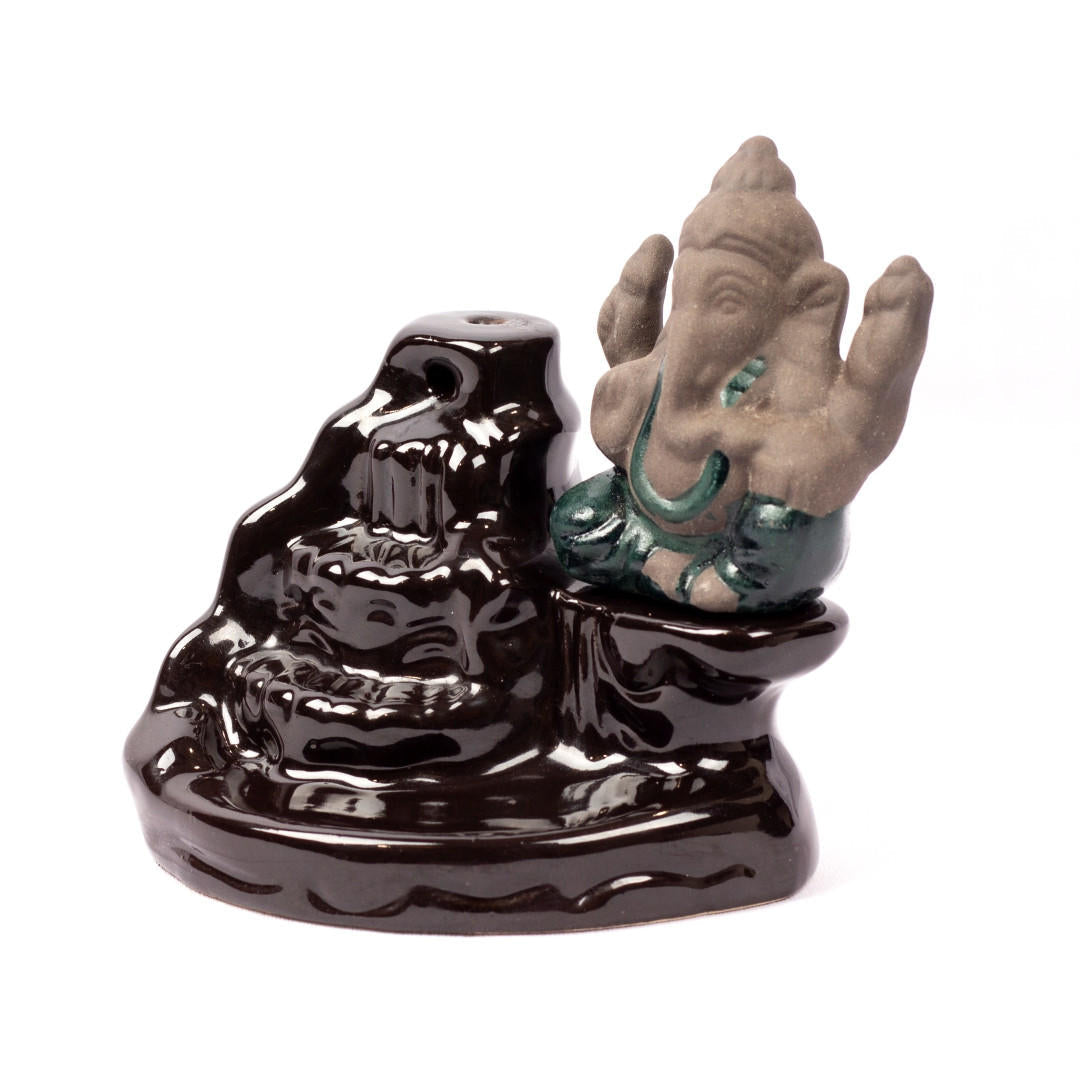 Incense Burner -Backflow Cone -Ceramic -Water Fall Ganesha