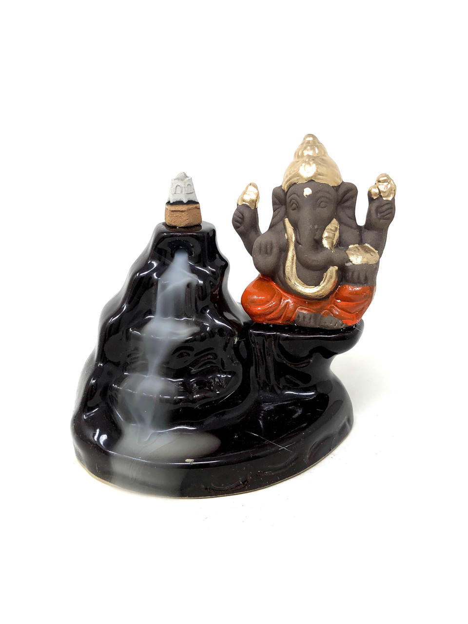 Incense Burner -Backflow Cone -Ceramic -Water Fall Ganesha