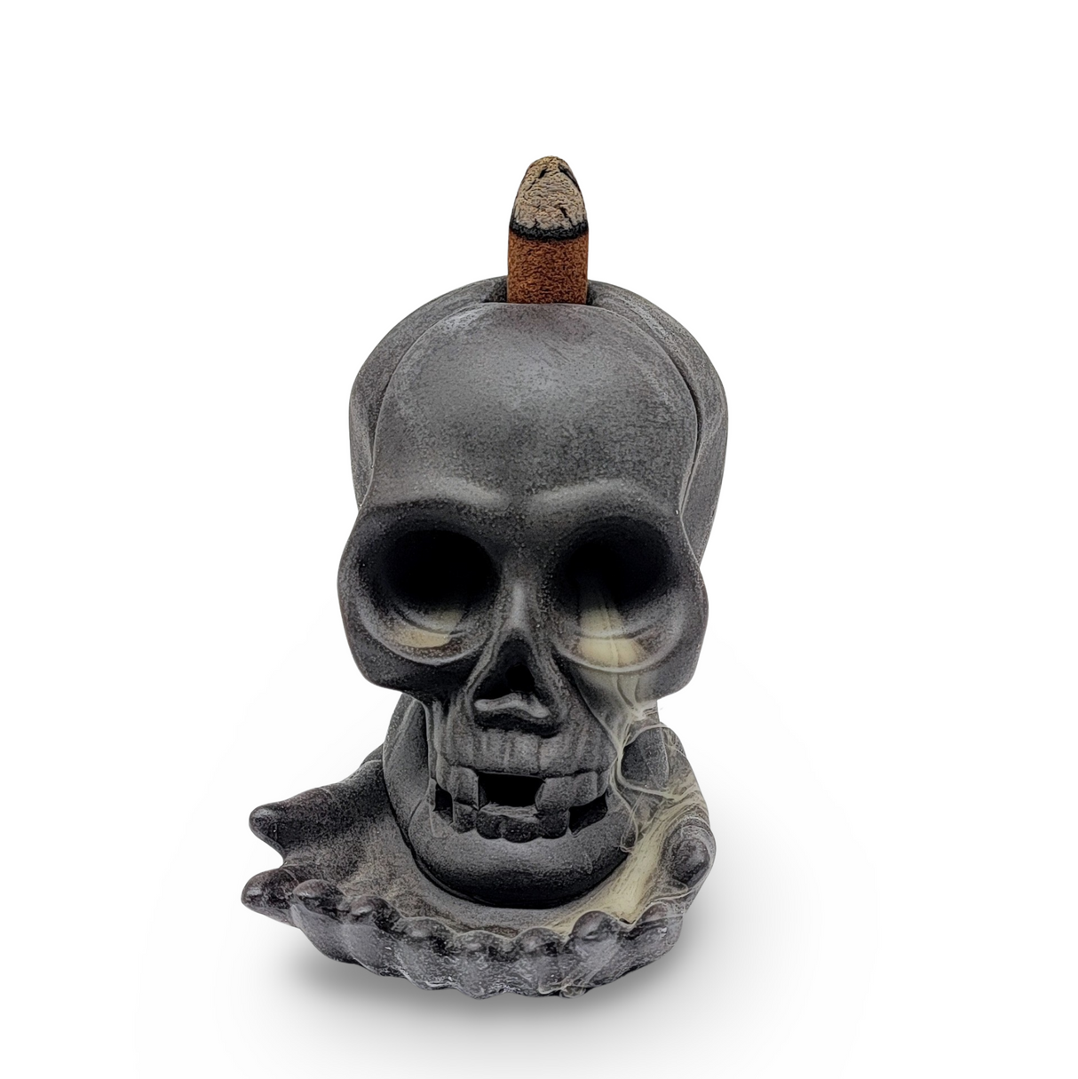 Incense Burner -Ceramic -Backflow & Sticks Holders -Skull