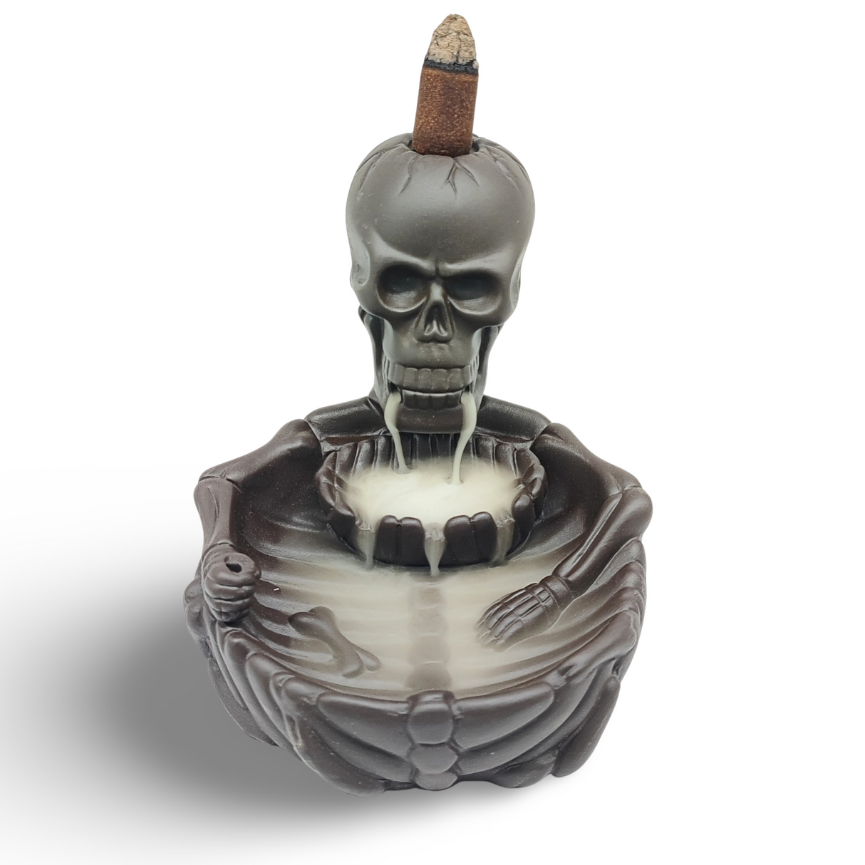 Incense Burner -Ceramic -Backflow & Sticks Holders -Zen Skull Oasis