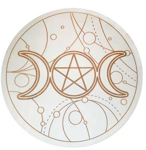 Metaphysical Tools -Wood Crystal Grid -Triple Moon