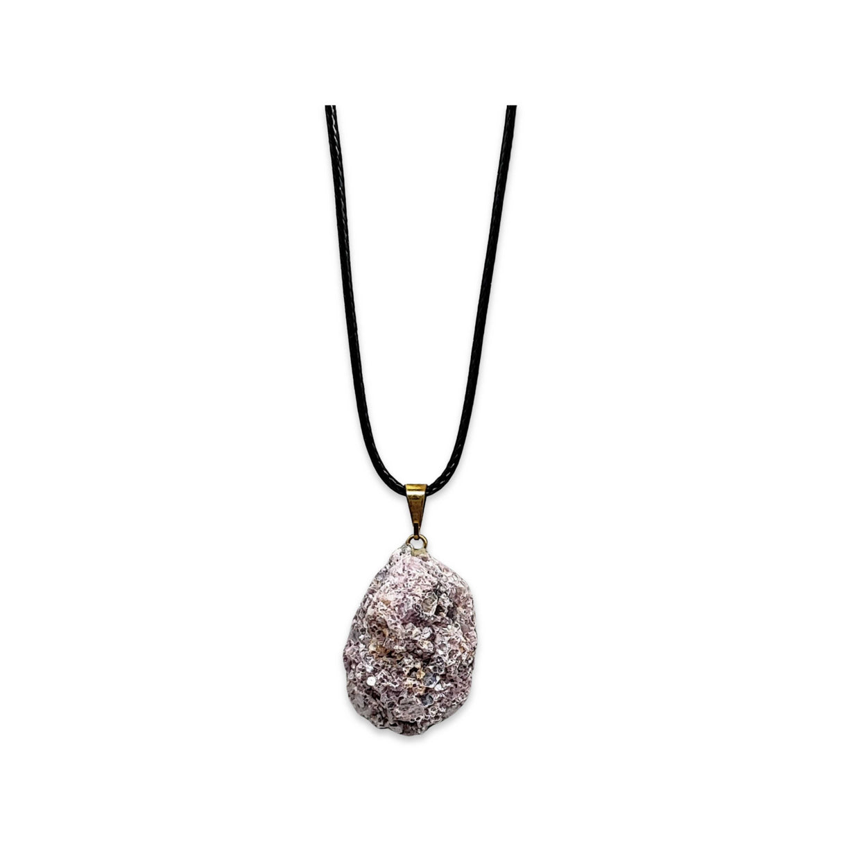 Necklace -Natural Lepidolite Pendant -Gold Bail