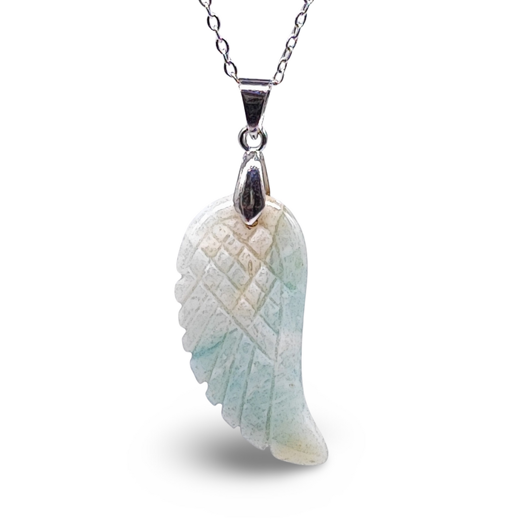 Necklace -Gemstone -Angel Wings -Amazonite
