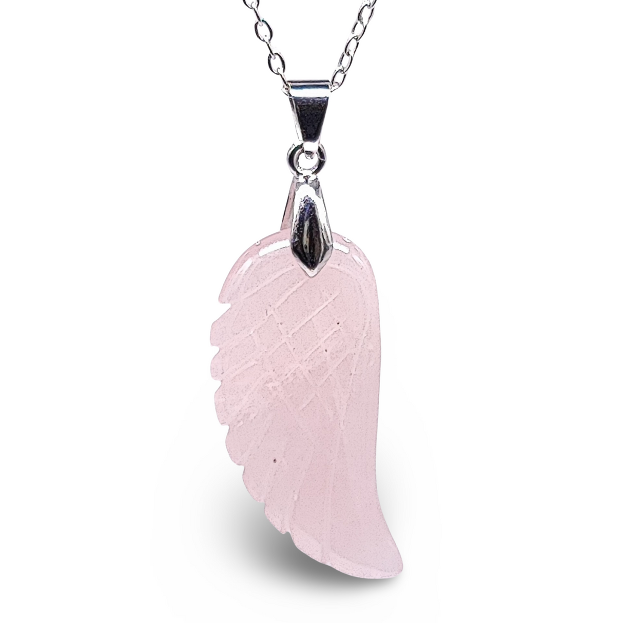 Necklace -Gemstone -Angel Wings -Rose Quartz