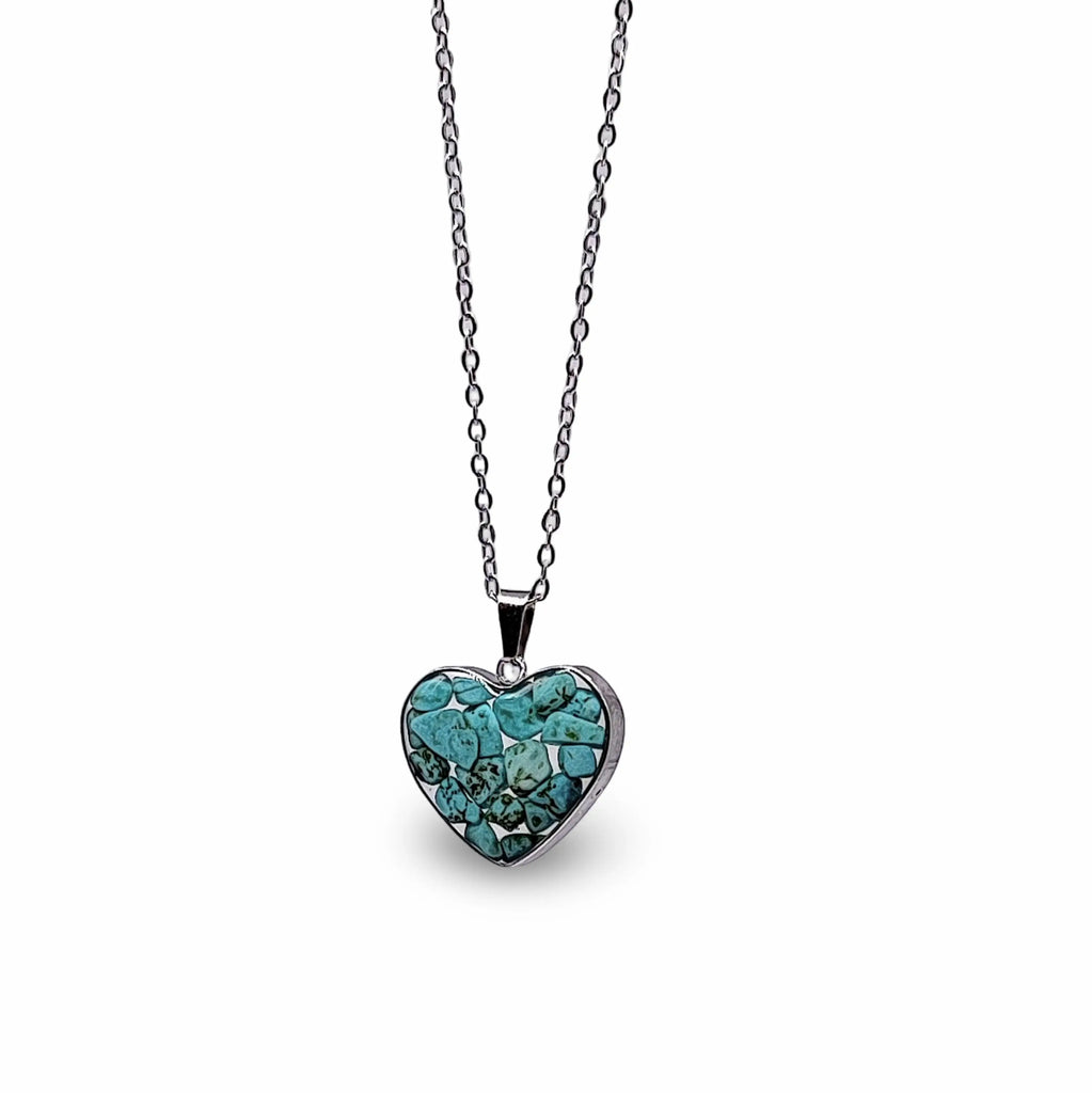Necklace - Heart Shaped Glass Bottle - Blue Howlite