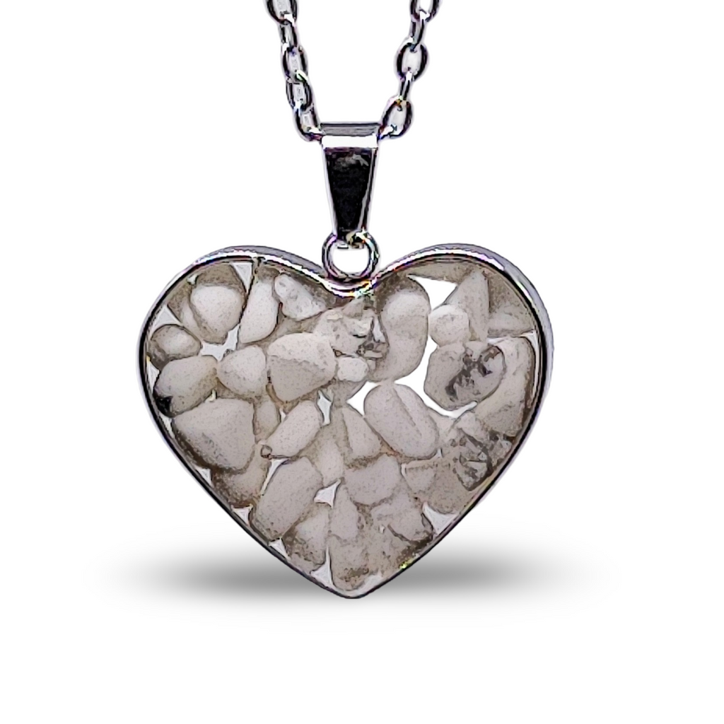 Necklace -Heart Shaped Glass Bottle -Howlite