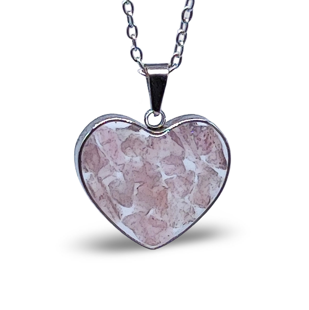 Necklace - Heart Shaped Glass Bottle - Rose Quartz