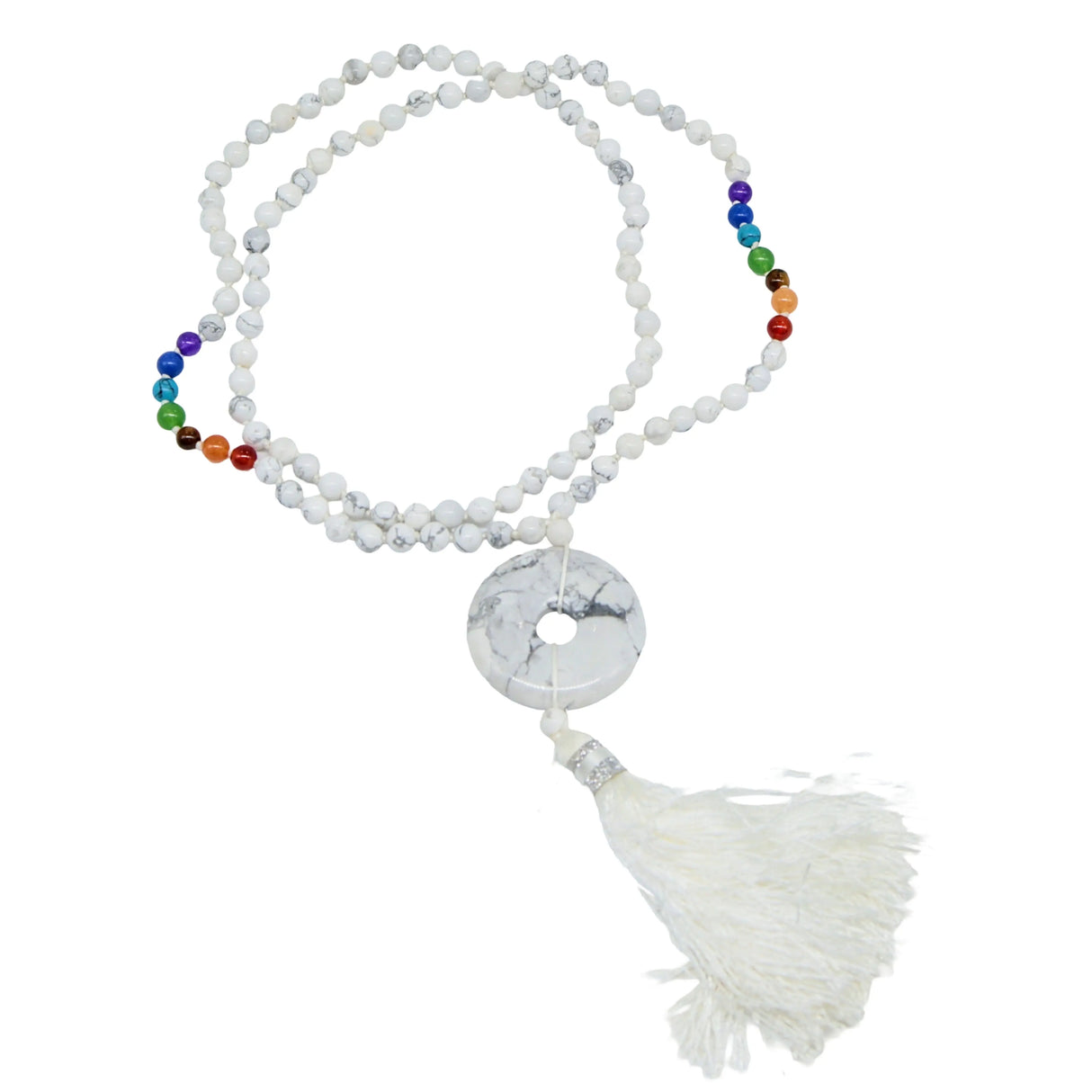 Mala - Bracele / Necklace - Multi Strand - Natural Howlite et 7 Chakras