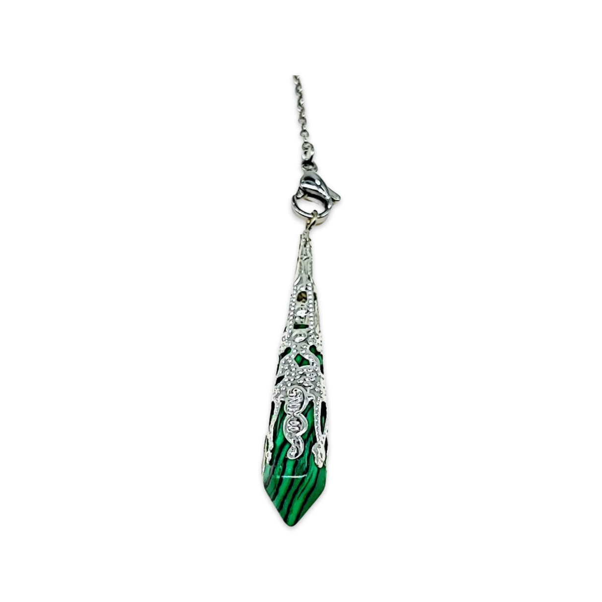 Pendulum - Pointed - Malachite - Stainless Steel Findings