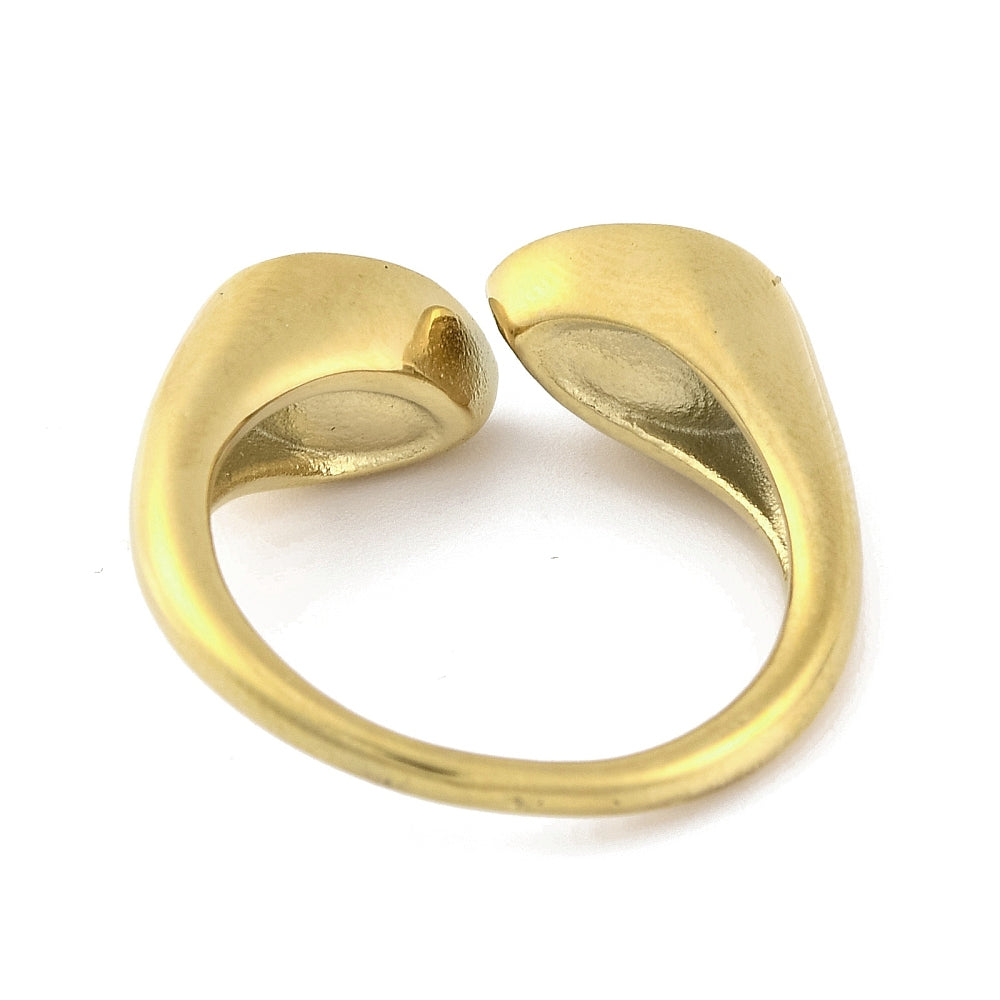 Ring – Ion Plating - Stainless Steel - Teardrop Crystal Quartz - Open Cuff Ring