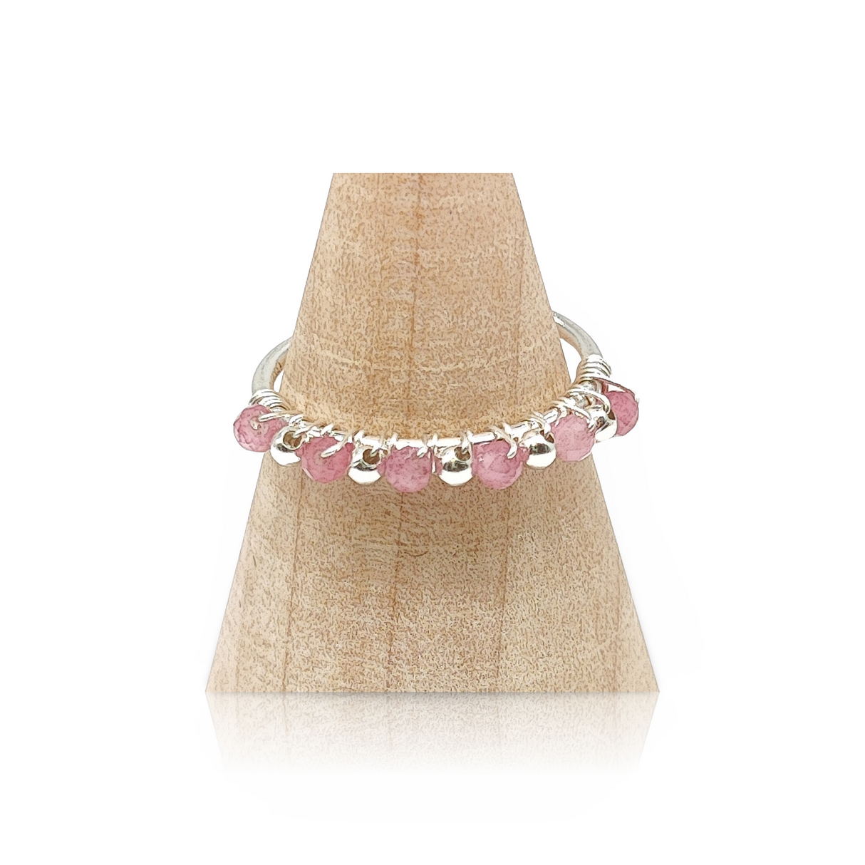 Ring -925 Sterling Silver -Natural Stone -Adjustable Pink Tourmaline