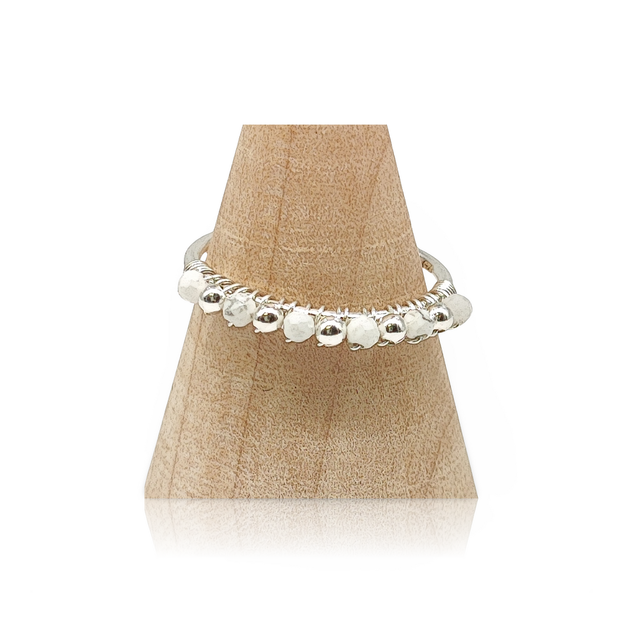 Ring -925 Sterling Silver -Natural Stone -Adjustable Howlite