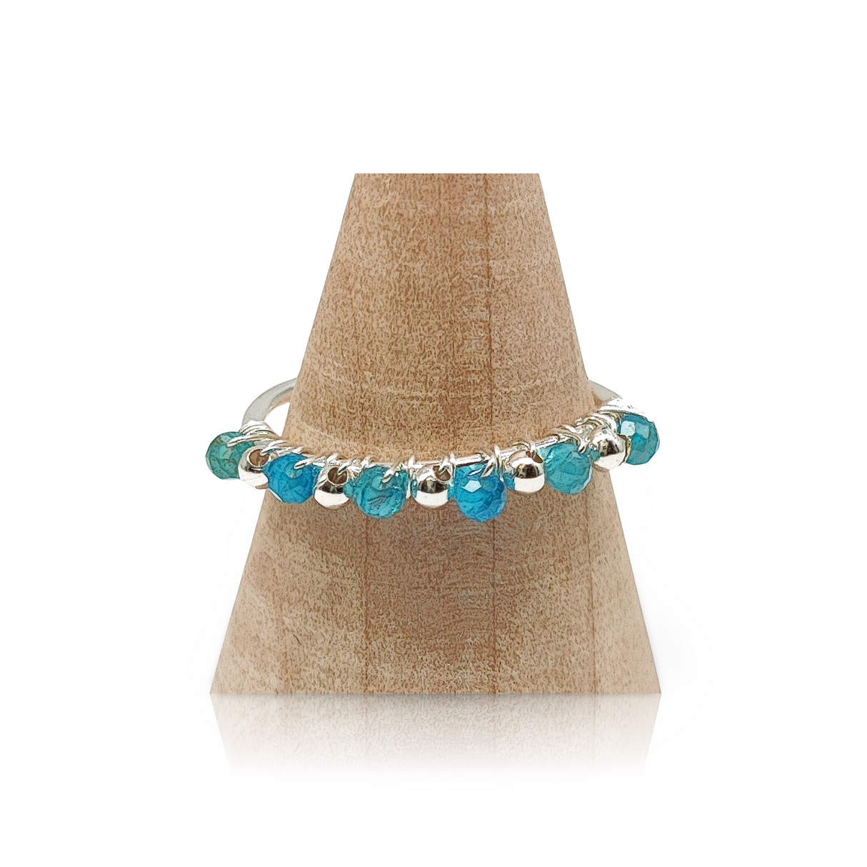 Ring -925 Sterling Silver -Natural Stone -Adjustable Blue Appatite