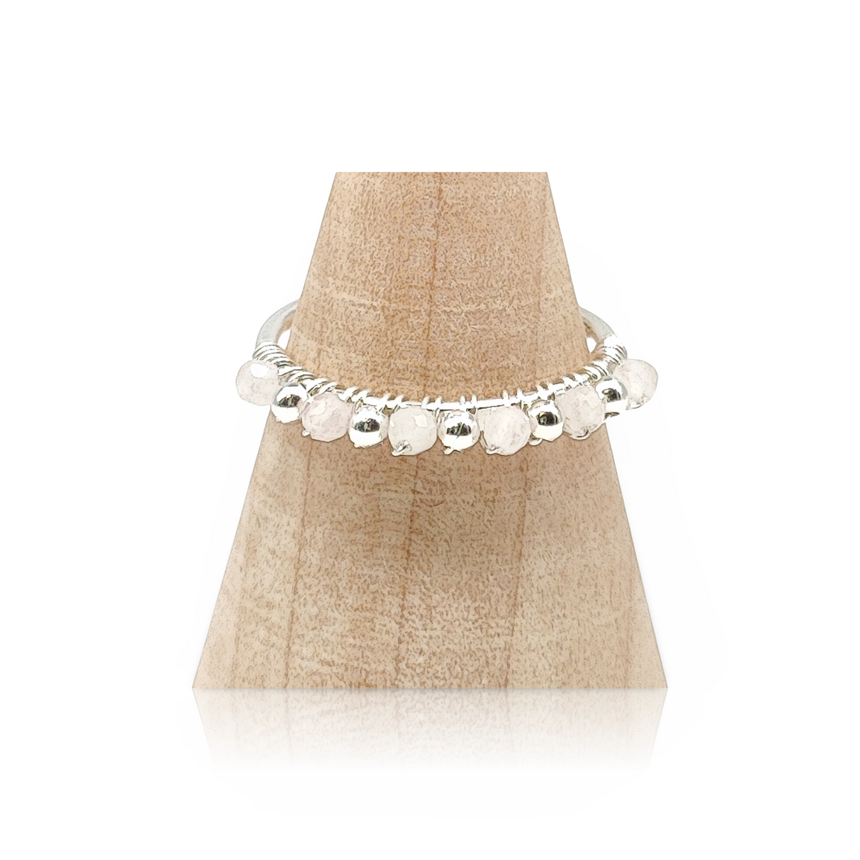 Ring -925 Sterling Silver -Natural Stone -Adjustable Rose Quartz