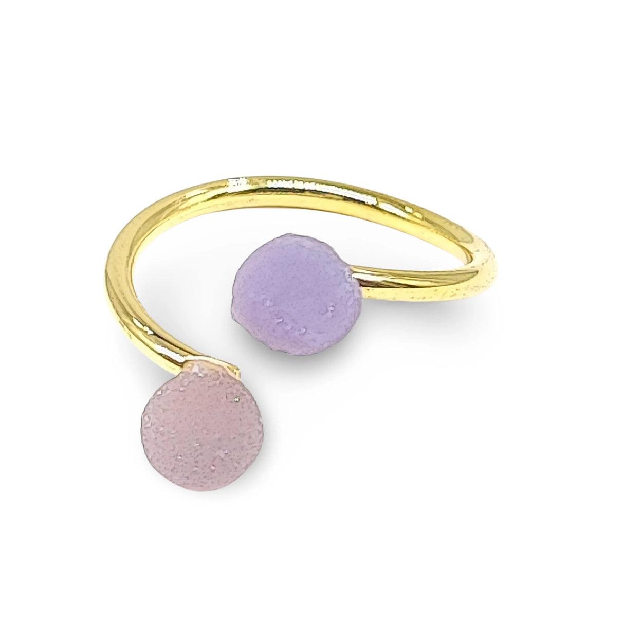 Ring -Adjustable -Open Ring -Golden -Round Agate