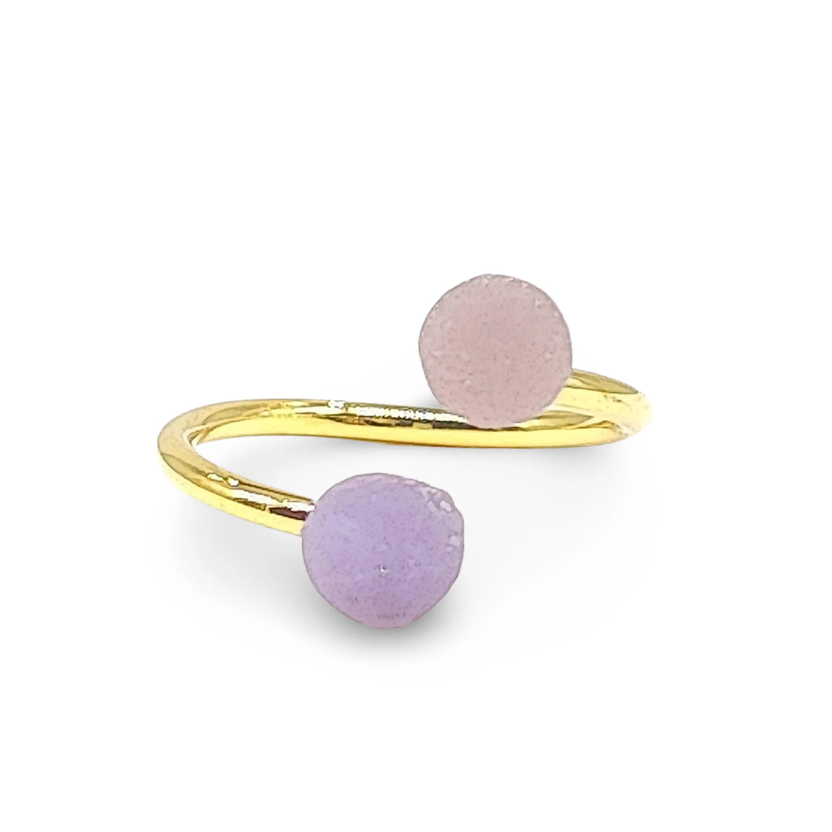 Ring -Adjustable -Open Ring -Golden -Round Agate