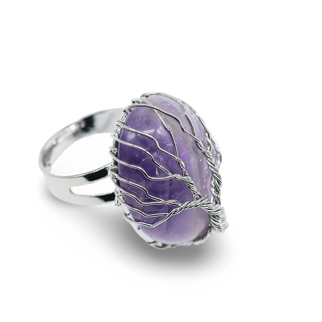 Ring - Amethyst with Tree of Life - Adjustable