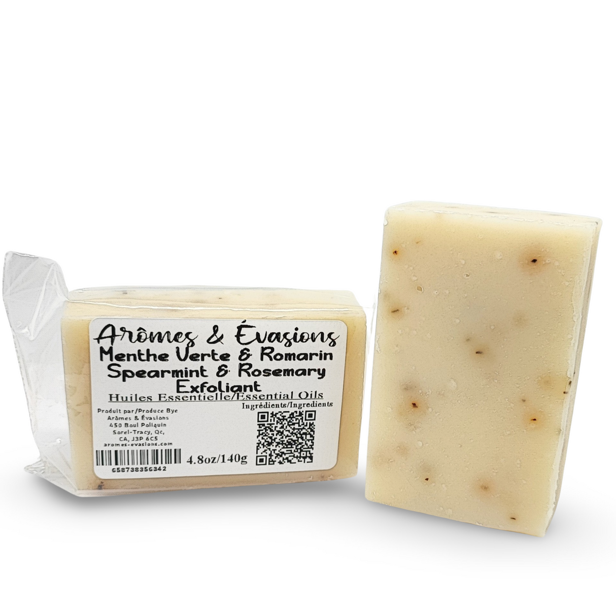 Soap Bar - Cold Process - Exfoliant - Spearmint & Rosemary - 5oz