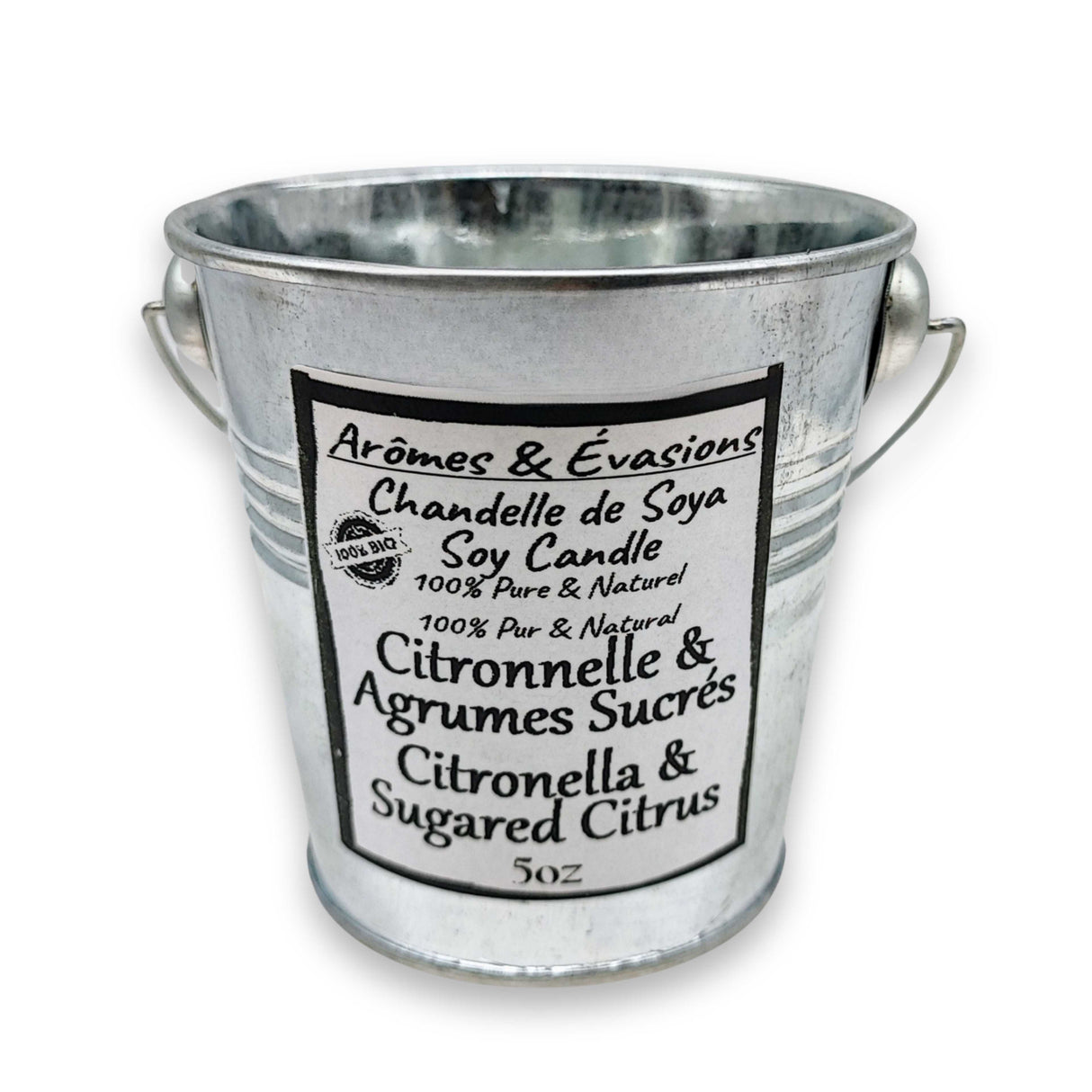 Soy Candle -Citronella & Sugared Citrus -5 oz -Metal Bucket