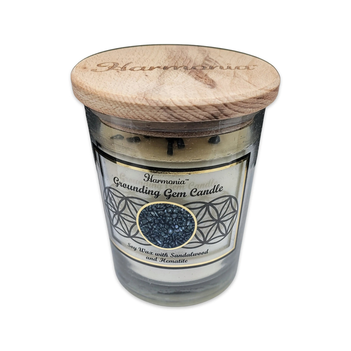 Soy Candle -Harmonia Grounding -Sandalwood & Hematite -9oz