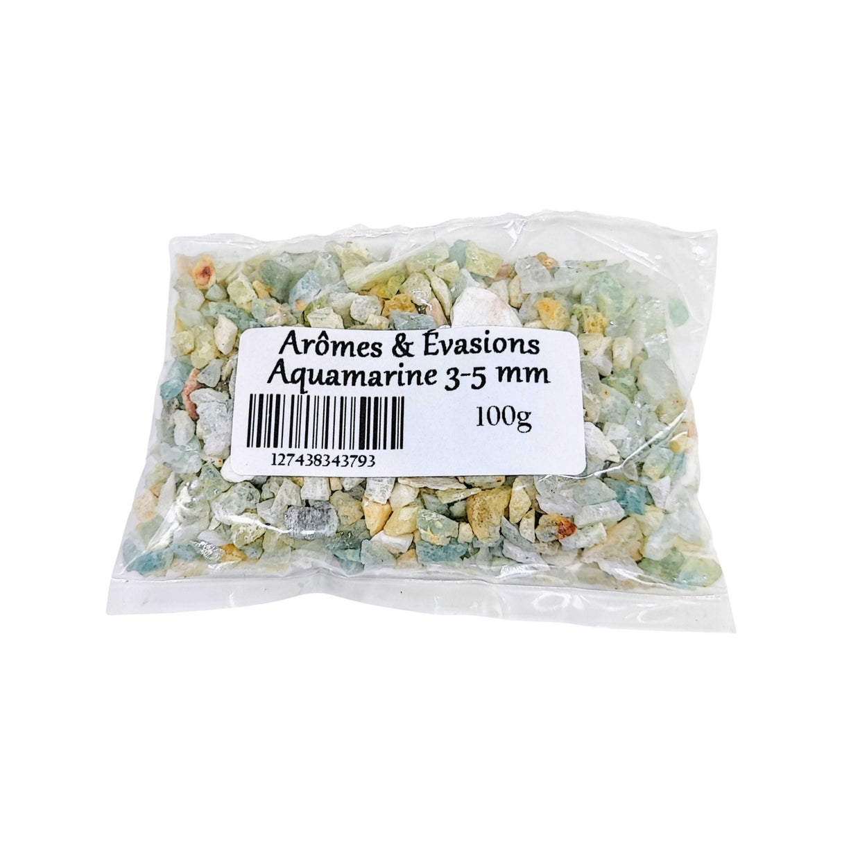 Stone - Rough Chips - Aquamarine - 3 to 5mm 100 g