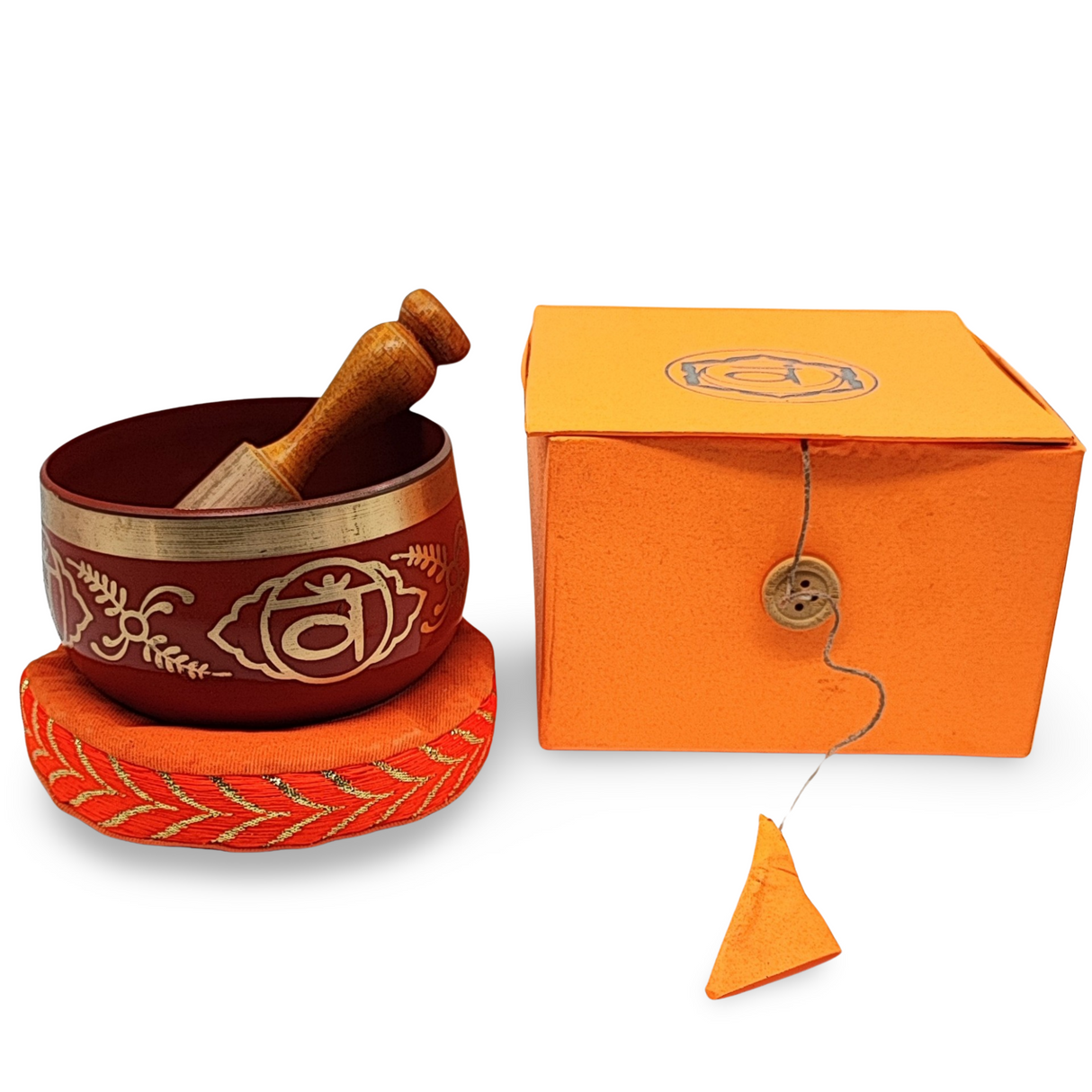 Tibetan Singing Bowl -Solid Brass -7 Chakras -4″ 2-Chakra Sacral - B4 Note 432HZ