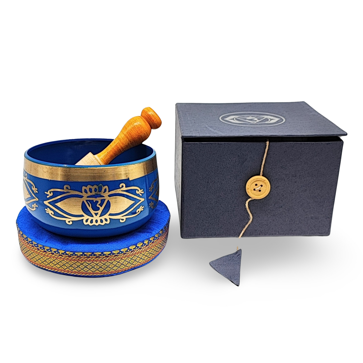 Tibetan Singing Bowl -Solid Brass -7 Chakras -4″ 6-Chakra Third Eye - D5 Note 432HZ