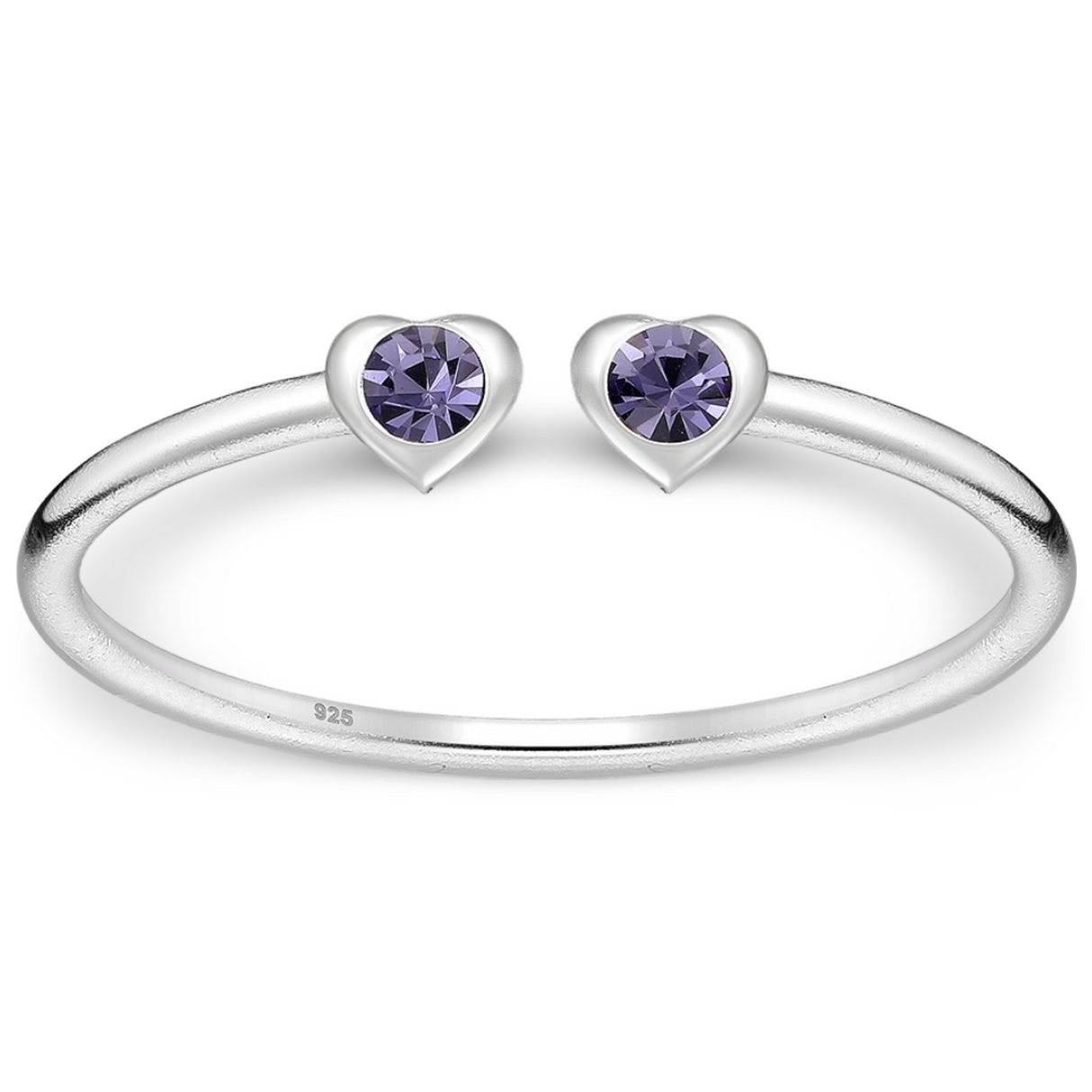 Toe Ring -925 Sterling Silver -Adjustable -Heart Shape Tanzanite