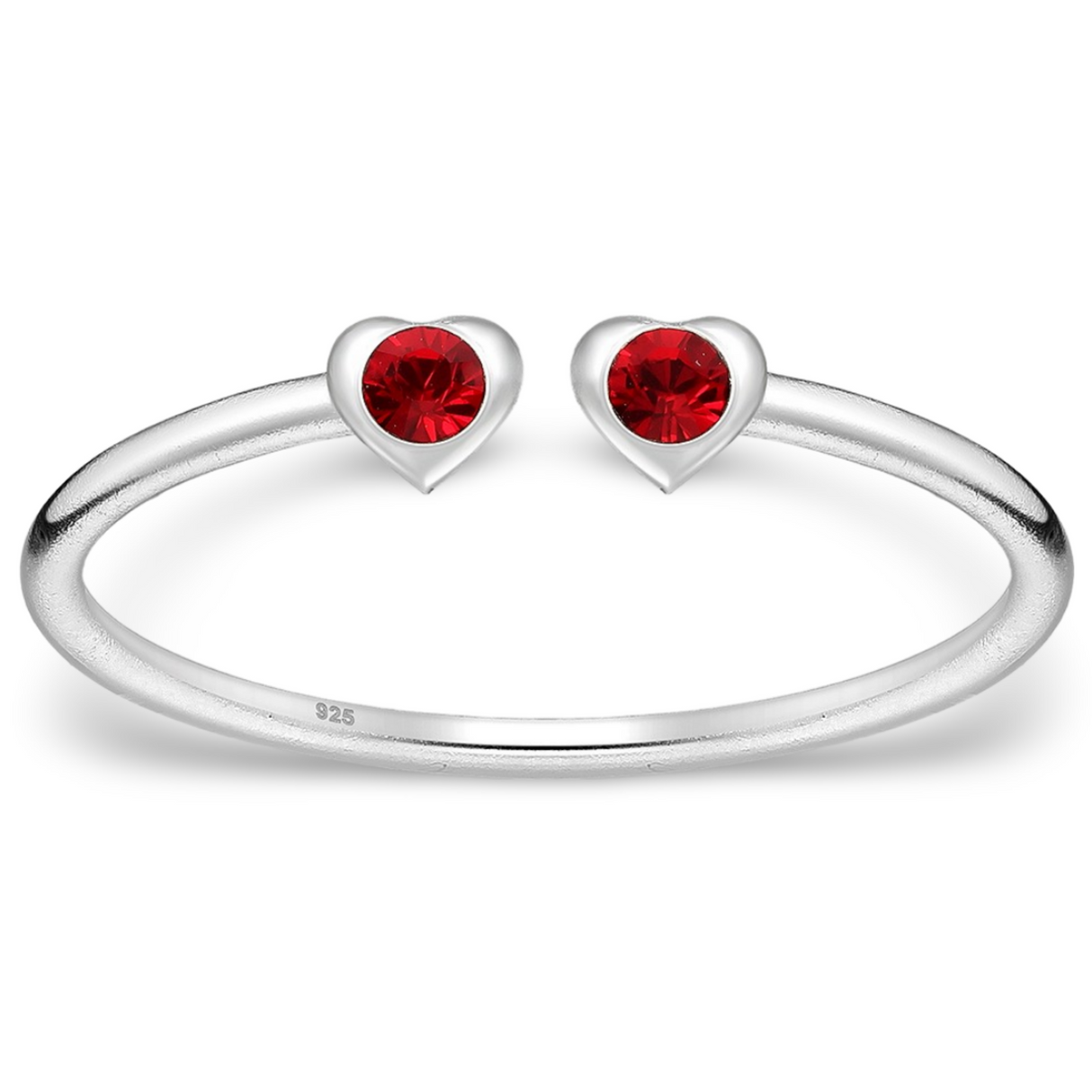 Toe Ring -925 Sterling Silver -Adjustable -Heart Shape Garnet