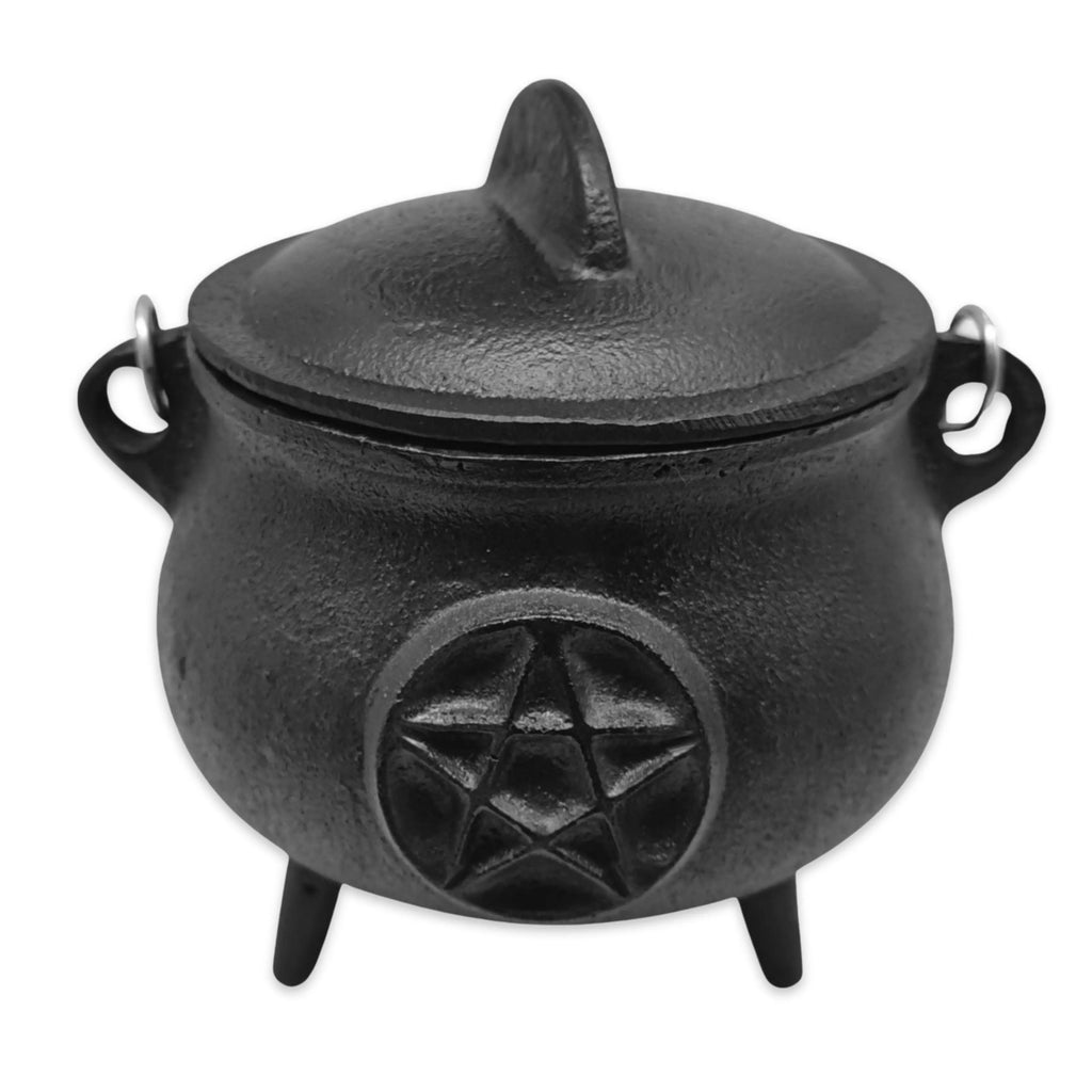 Wicca & Pagan -Cauldron -Cast Iron -Black -Pentacle -5.5''