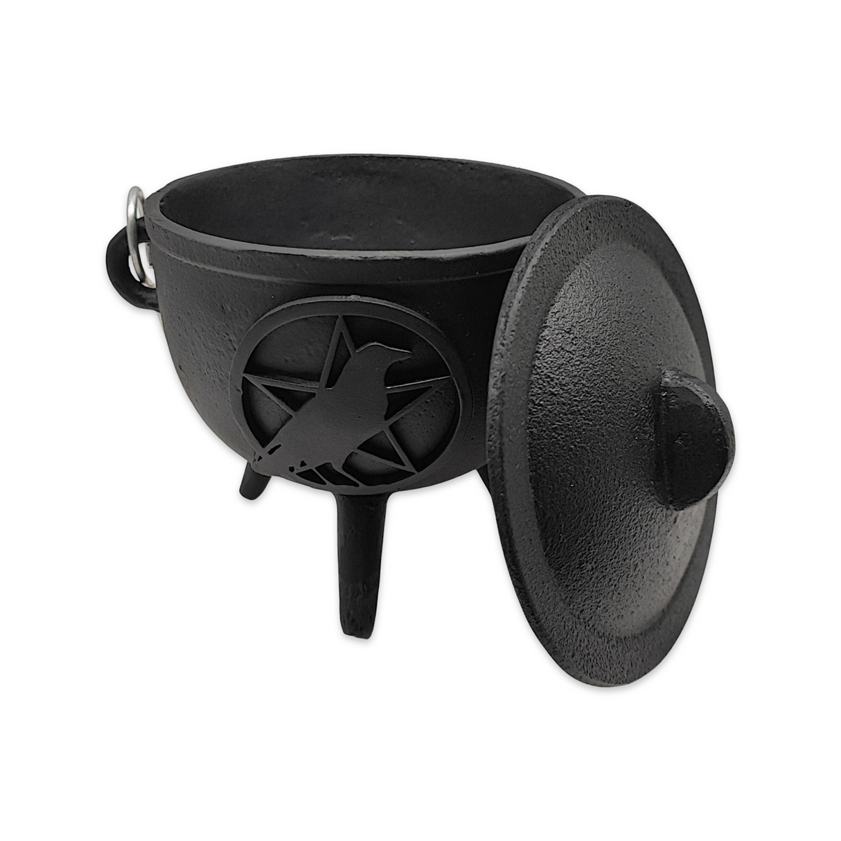 Wicca & Pagan -Cauldron -Cast Iron -Raven & Pentacle -4.5''