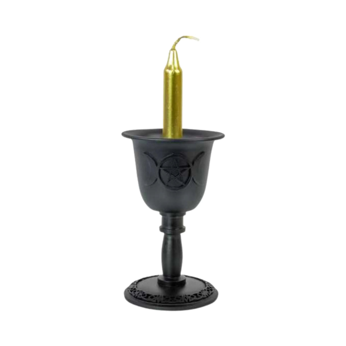 Wicca & Pagan - Chalice Mini Candle Holder - Triple Moon & Pentacle