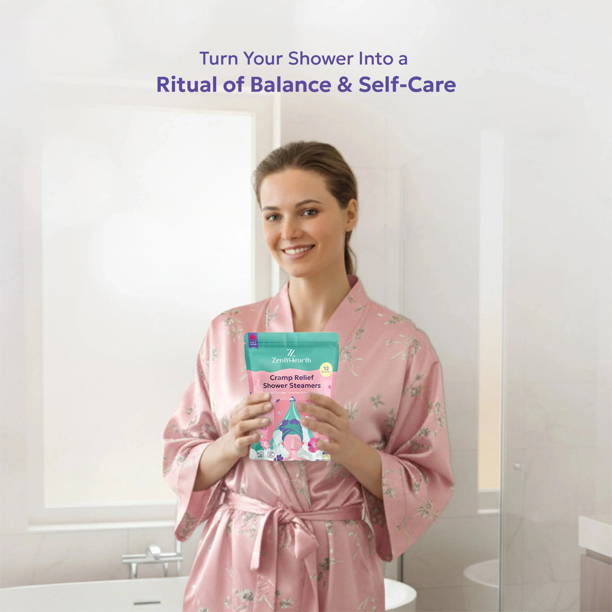 Zen & Hearth Cramp Relief Shower Steamers - Handcrafted Aromatherapy Tablets with Clary Sage, Lavender & Geranium for Period Pain Relief & Relaxation Made in Canada
