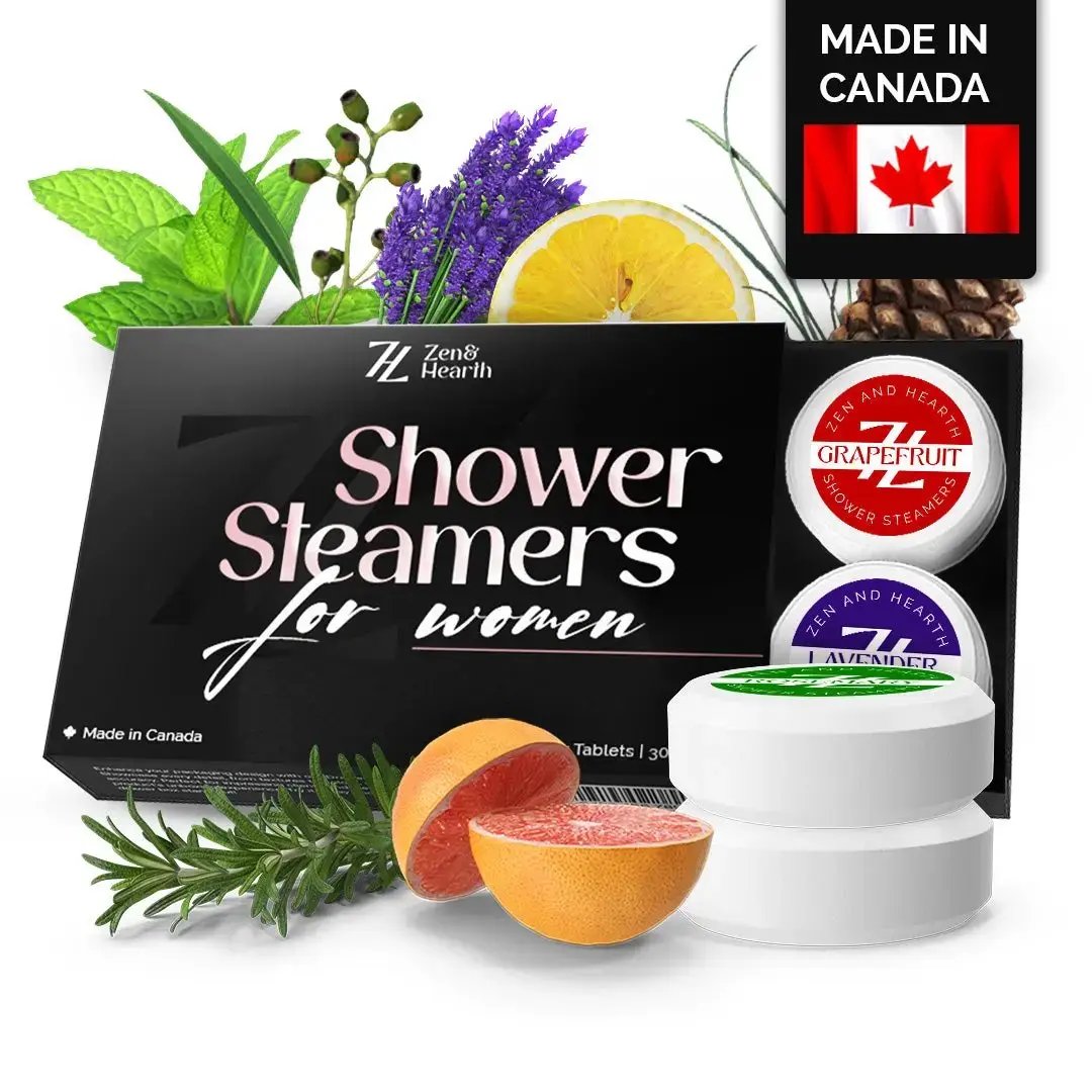 Zen & Hearth Shower Steamers Gift Set for Women – 6 Pack Natural Aromatherapy Shower Bombs for Self-Care and Relaxation