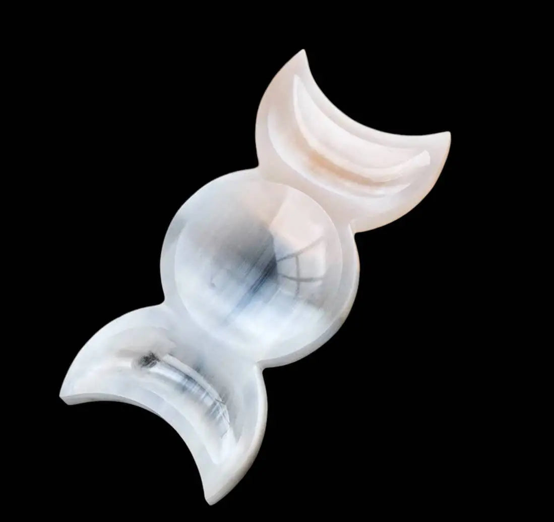 Home Decor - Selenite Bowl - Triple Moon