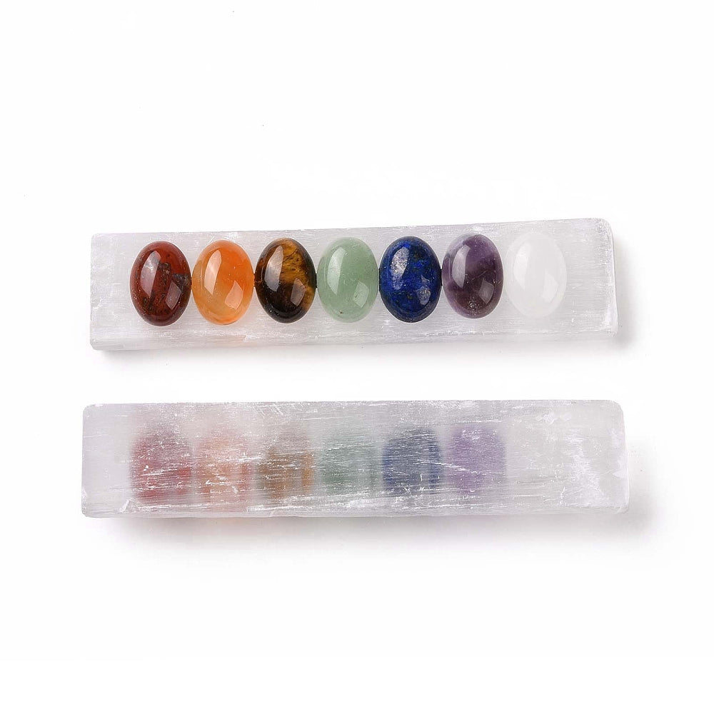 Metaphysical Tools - Crystal Charging - Selenite Plate with 7 Chakras - Small