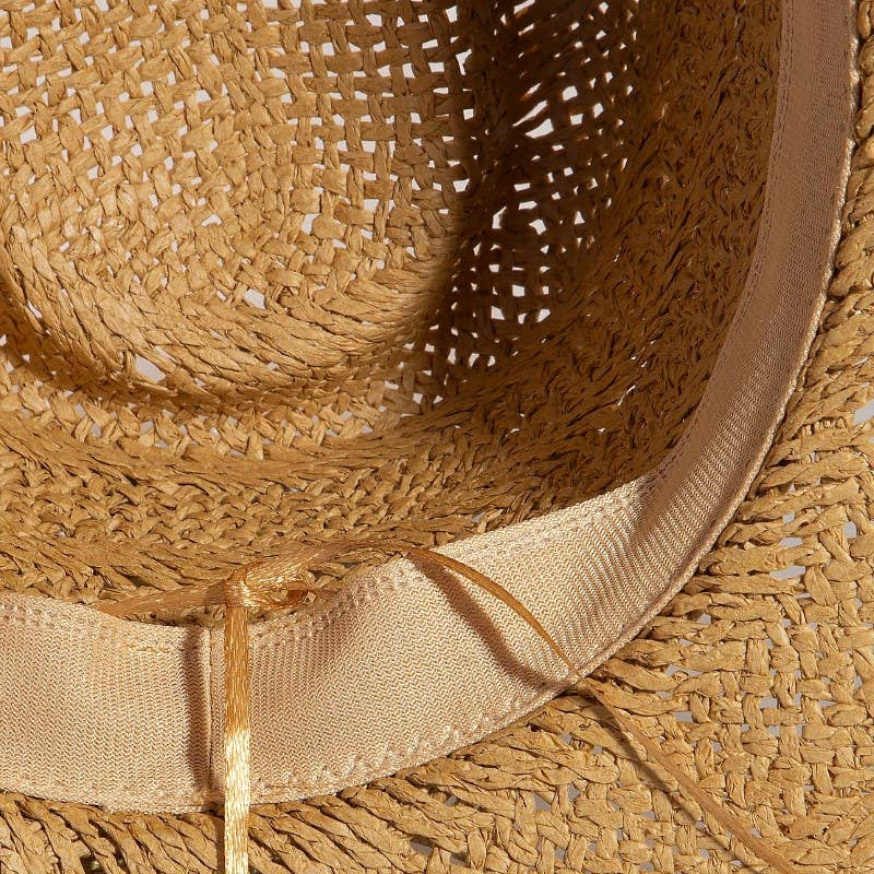 Clothing & Accessories - Mixed Beaded And Rope Western Fedora Straw Hat