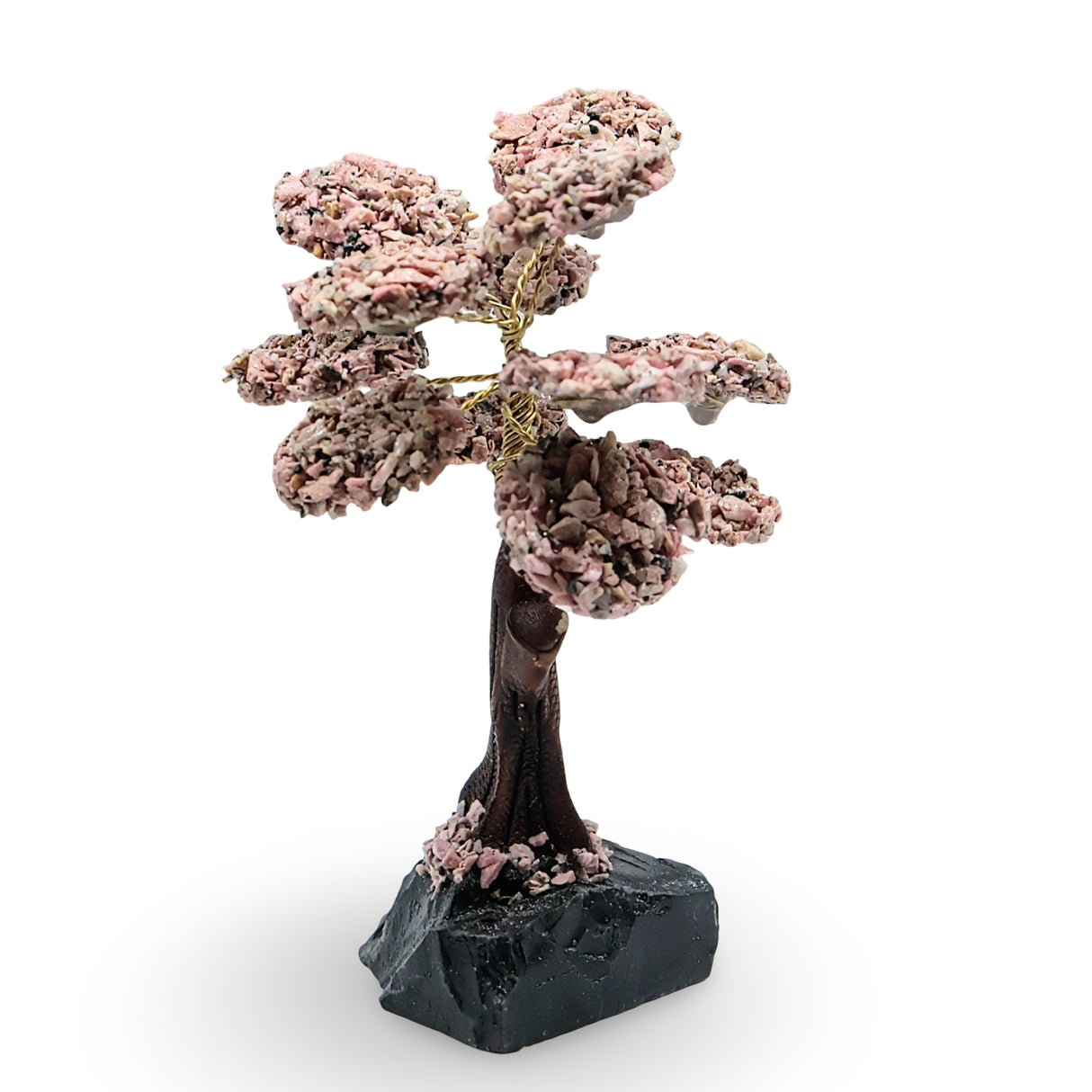 Home Decor - Gem Tree - Rhodonite with Black Onyx Base - 4.75"H