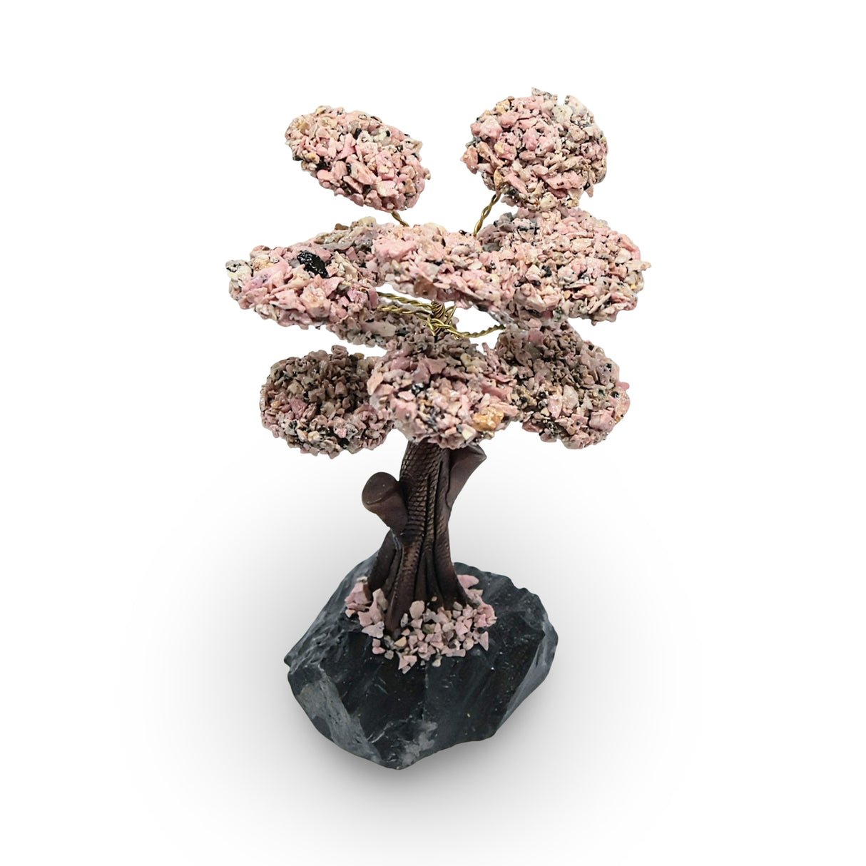 Home Decor - Gem Tree - Rhodonite with Black Onyx Base - 4.75"H