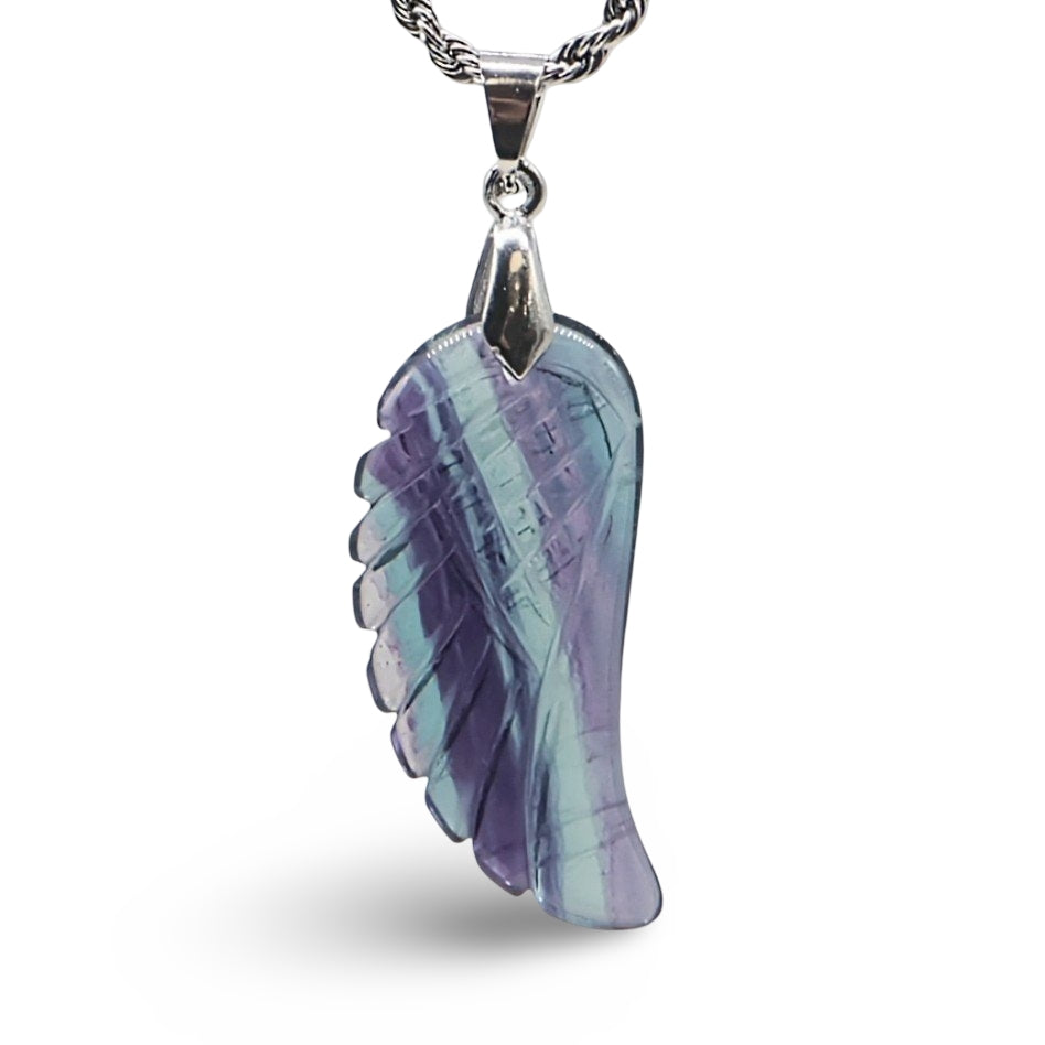 Necklace - Gemstone - Angel Wings - Fluorite