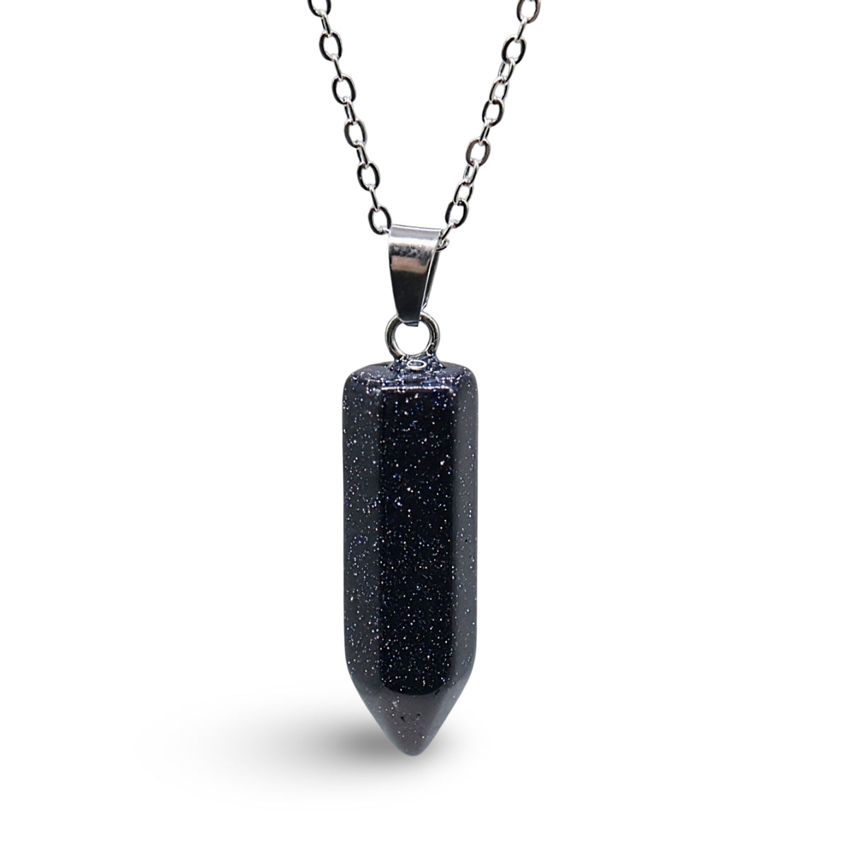 Necklace - Bullet Point - Gemstone Pendant Blue Goldstone