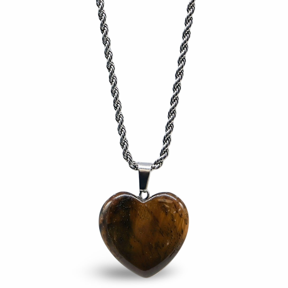 Necklace - Heart Shaped - Tiger Eye
