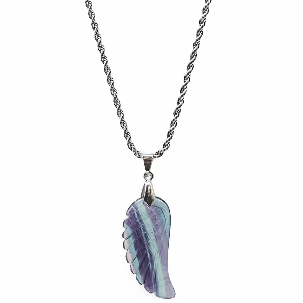 Necklace - Gemstone - Angel Wings - Fluorite
