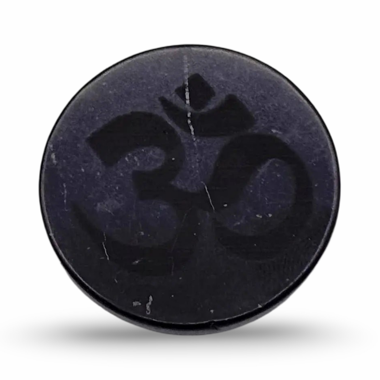 Stone - Shungite - Adhesive Tile - Engraved OM - 30mm
