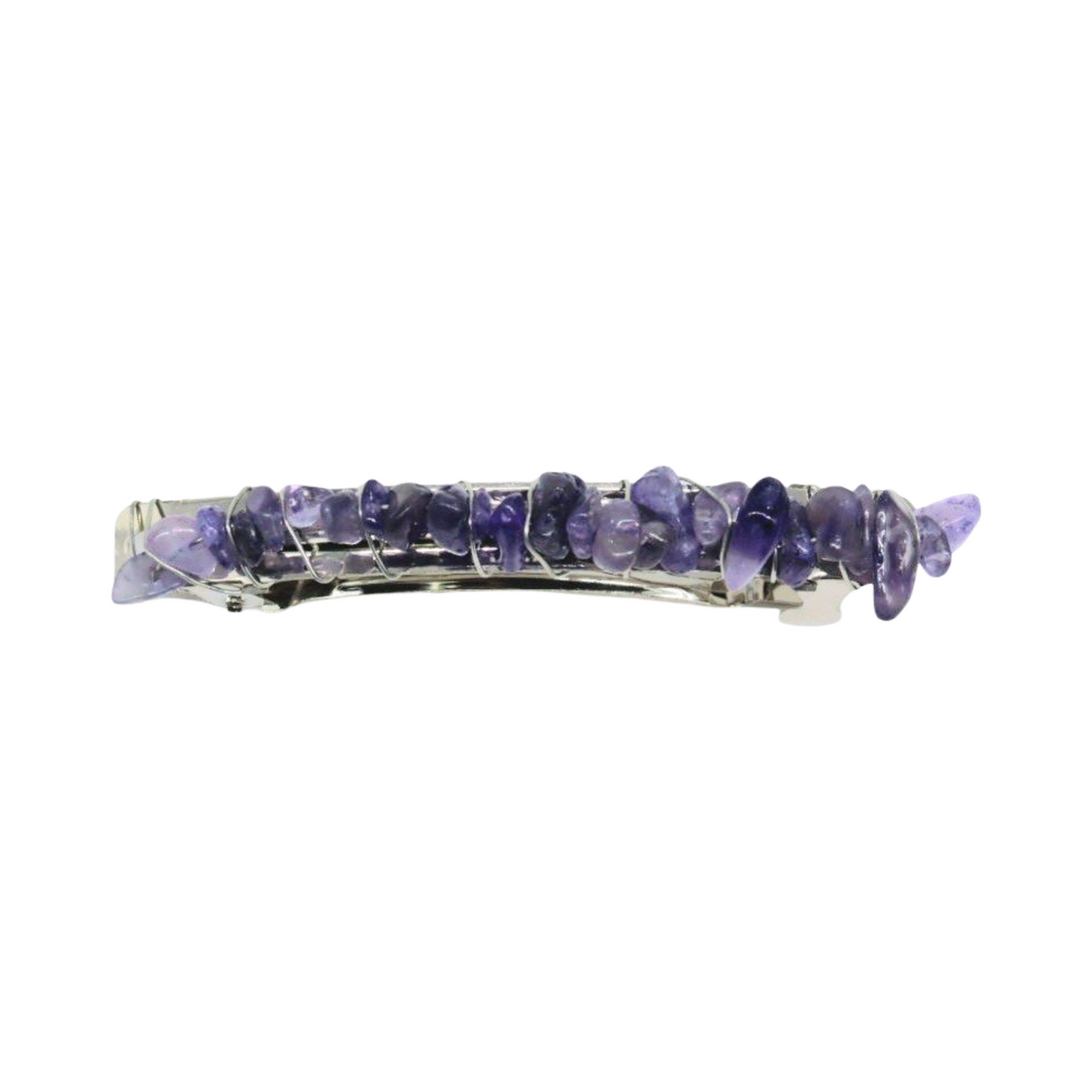 Hair Acessories - Hair Barrette with Natural Amethyst Beads