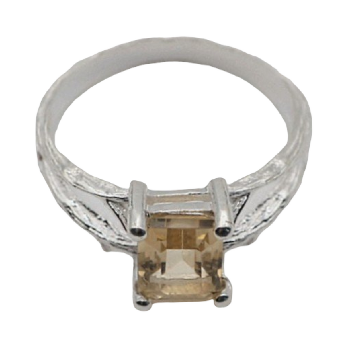 Ring - 925 Sterling Silver - Square Shape Citrine